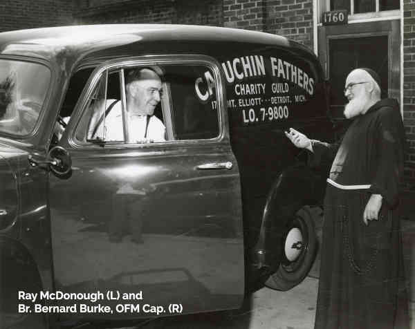 Ray McDonough (L) and Br. Bernard Burke, OFM Cap. (R)